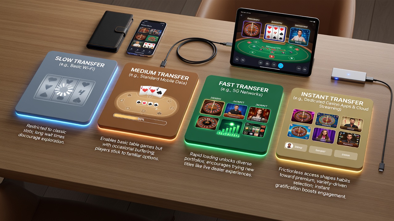 Infographic displaying statistics on game preferences linked to digital wallet usage in mobile casino apps