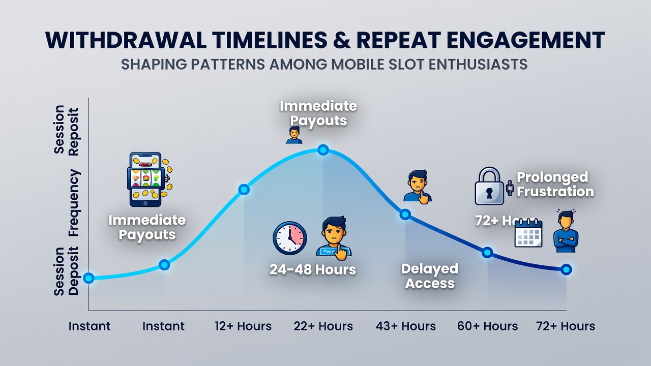 Mobile slot players checking withdrawal status on smartphones during evening sessions