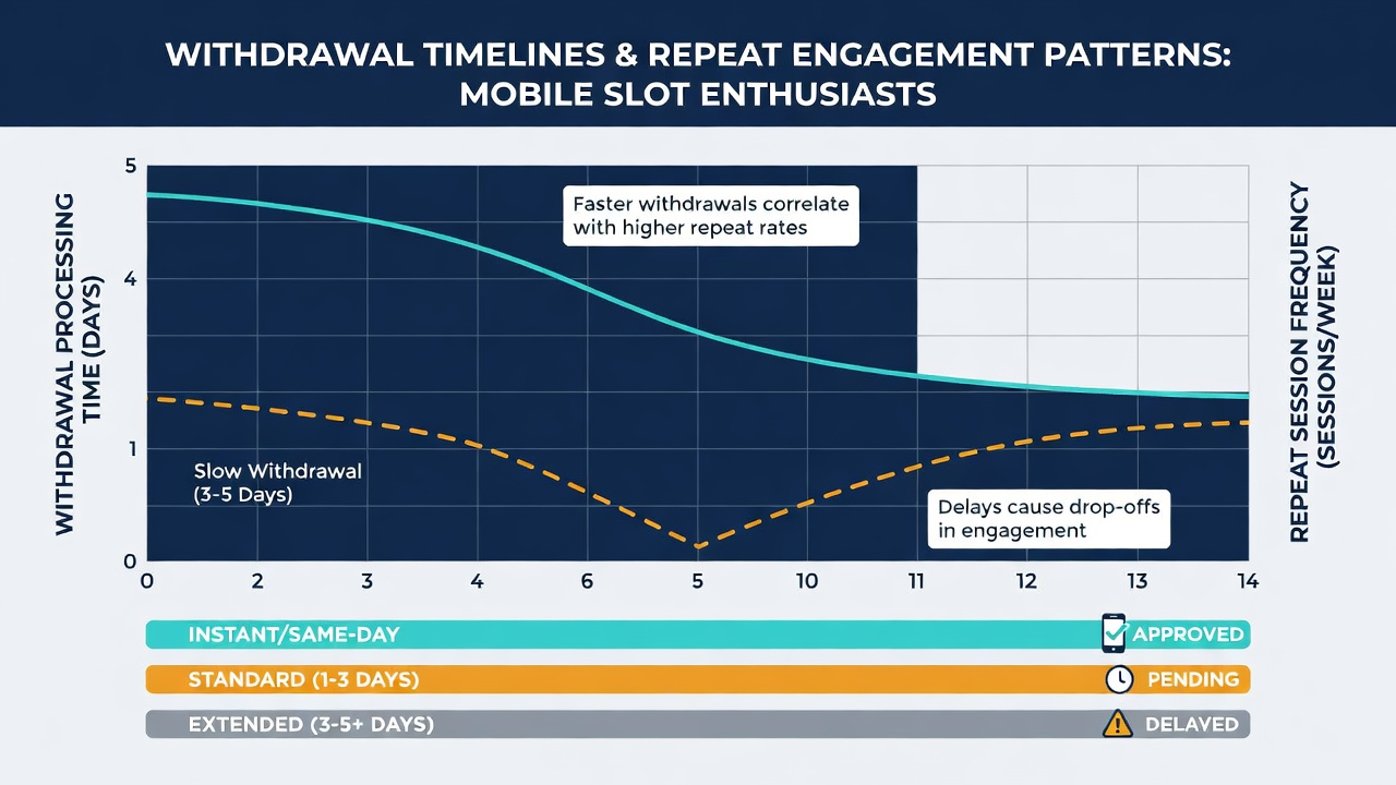 Dashboard view showing withdrawal history and processing times for mobile slot accounts