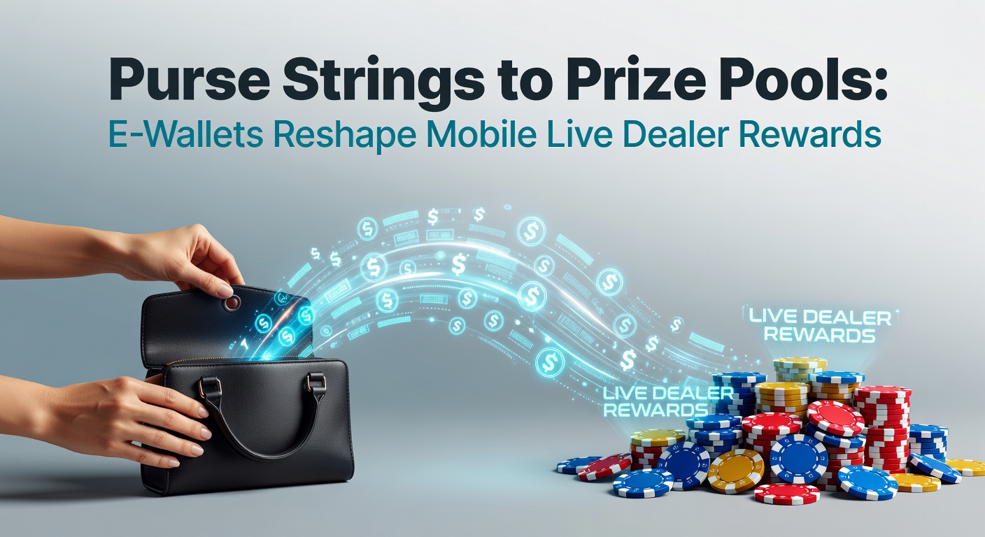 Digital wallet icons connecting to mobile screens displaying live dealer blackjack tables and glowing prize pool jackpots