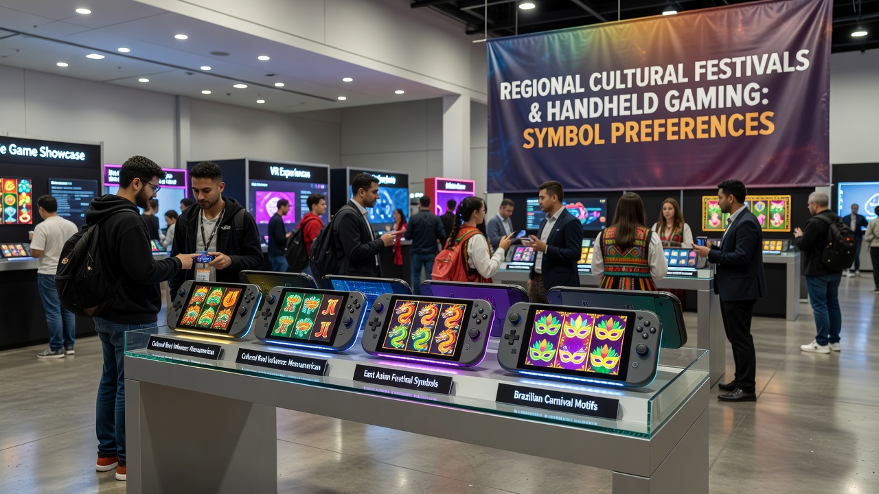 Handheld device screen displaying culturally themed reel symbols during festival season
