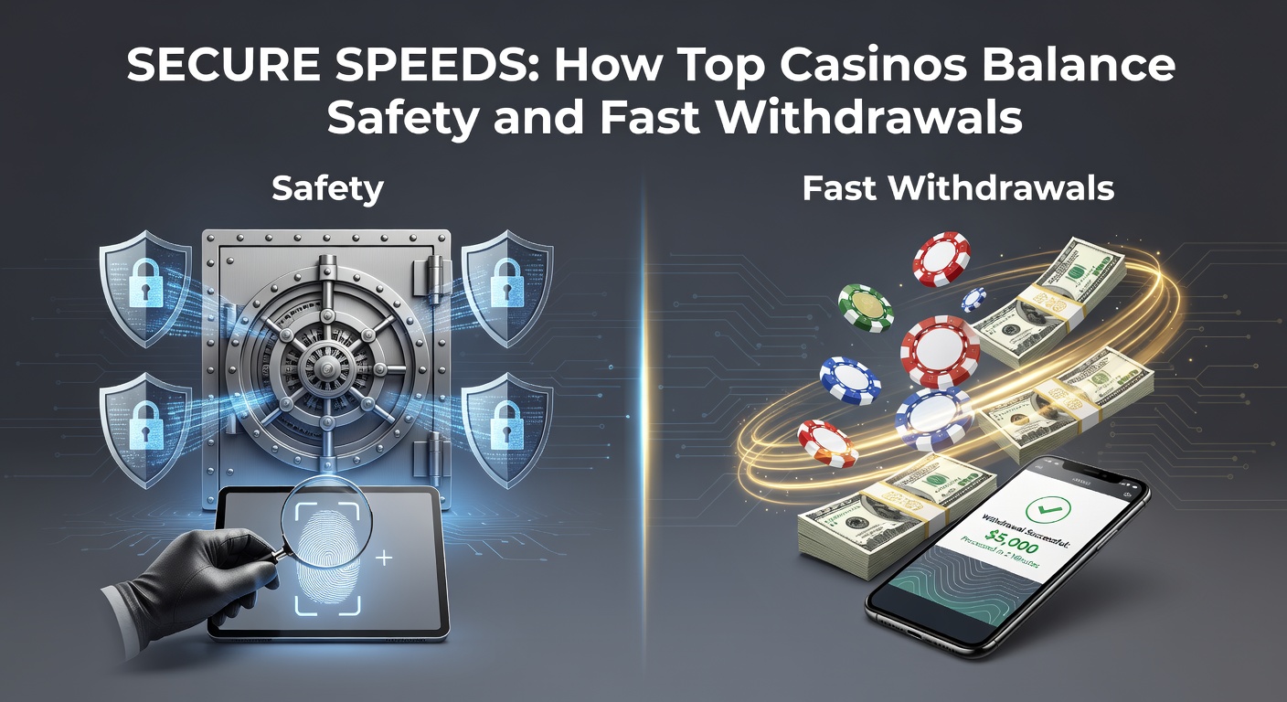 Digital vault unlocking with speed lines, symbolizing secure and rapid casino transactions